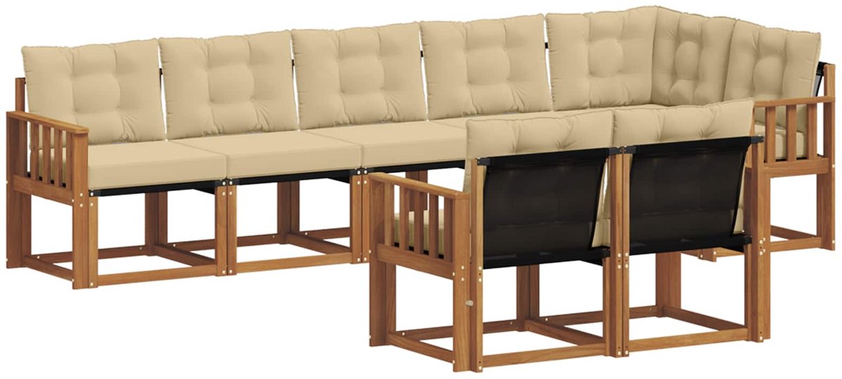 vidaXL Buiten - bank - set - 8 - st - 7-zits - Natuurlijk - en - Beige Natuurlijk en Beige