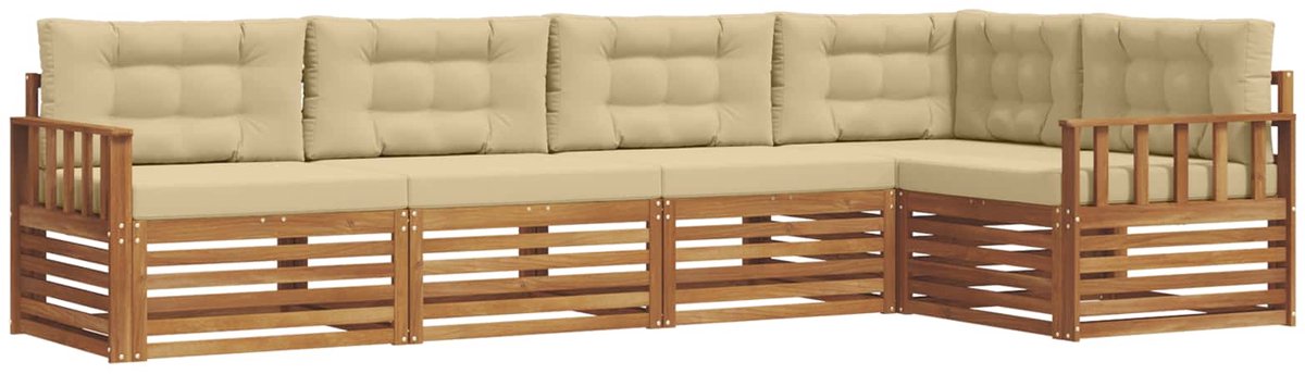 vidaXL Buiten - bank - set - 5 - st - Natuurlijk - en - Beige Natuurlijk en beige