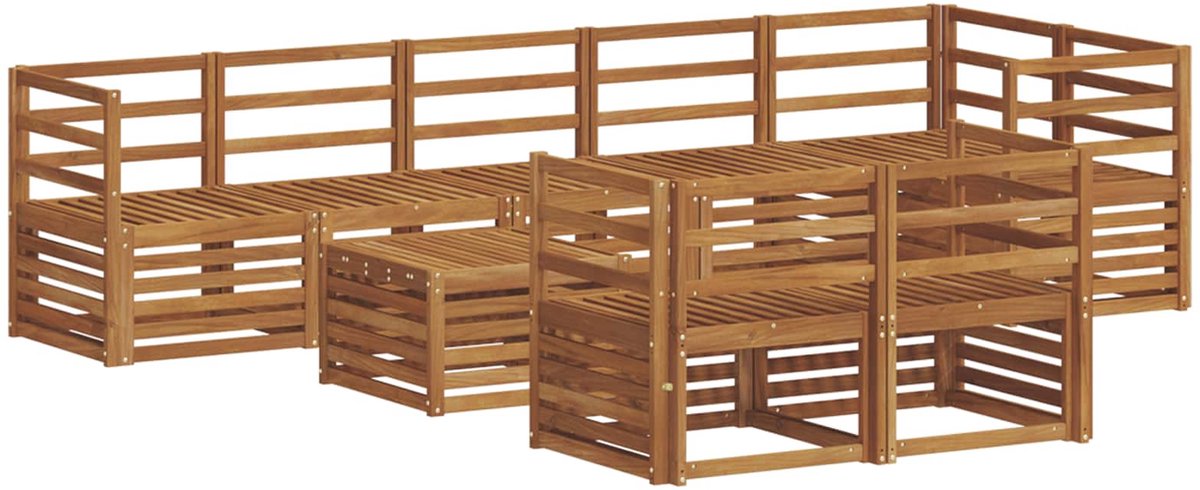 vidaXL Buiten - bank - set - 9 - st - 8-zits - Naturel - Massief - Acacia - Hout