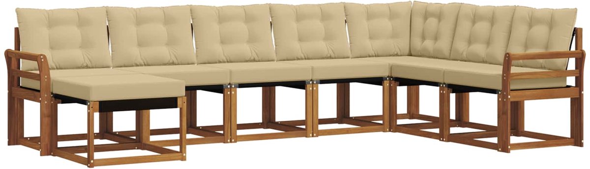 vidaXL Buiten - bank - set - 8 - st - 8-zits - Natuurlijk - en - Beige Natuurlijk en Beige