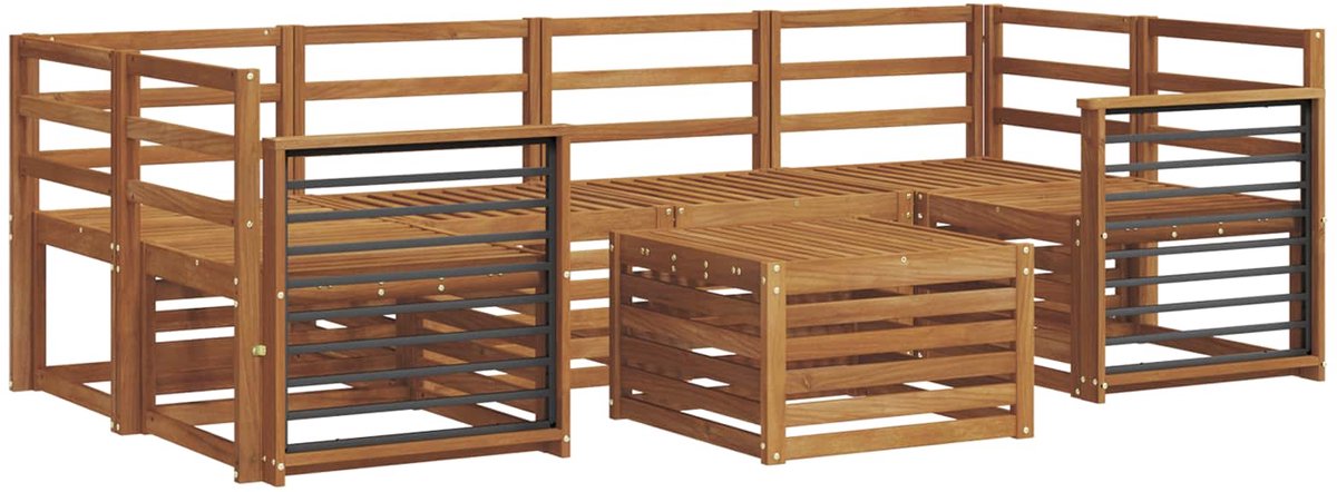 vidaXL Buiten - bank - set - 7 - st - 6-zits - Naturel - Massief - Acacia - Hout
