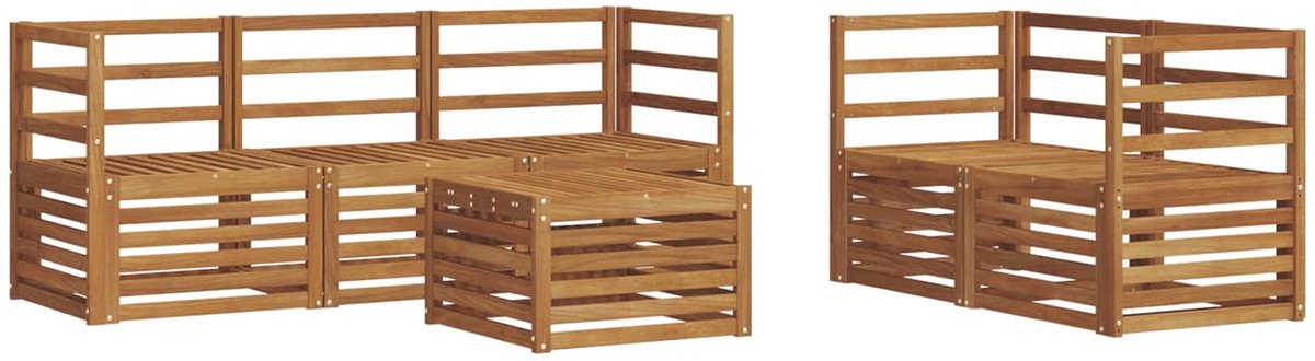 vidaXL Buiten - bank - set - 6 - st - 5-zits - Naturel - Massief - Acacia - Hout