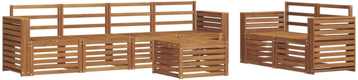 vidaXL Buiten - bank - set - 7 - st - 6-zits - Naturel - Massief - Acacia - Hout