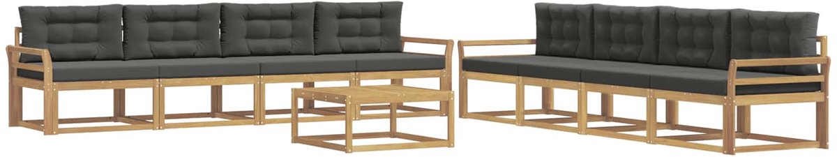 vidaXL Buiten - bank - set - 9 - st - 8-zits - Wit - en - antracietkleurig - Polyester Wit en antracietkleurig