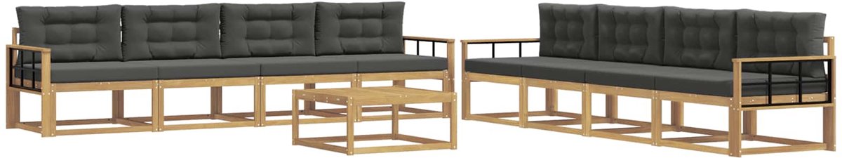 vidaXL Buiten - bank - set - 9 - st - 8-zits - Wit - en - antracietkleurig - Polyester Wit en antracietkleurig
