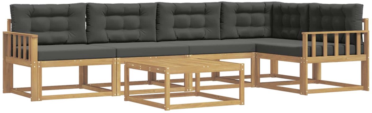vidaXL Buiten - bank - set - 6 - st - 5-zits - Wit - en - antracietkleurig - Polyester Wit en antracietkleurig