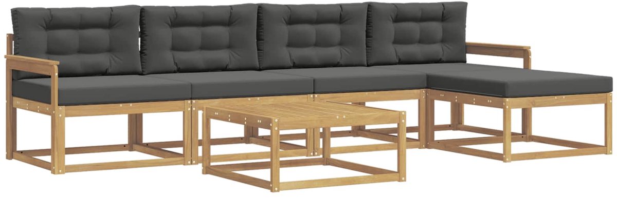 vidaXL Buiten - bank - set - 6 - st - 5-zits - Wit - en - antracietkleurig - Polyester Wit en antracietkleurig