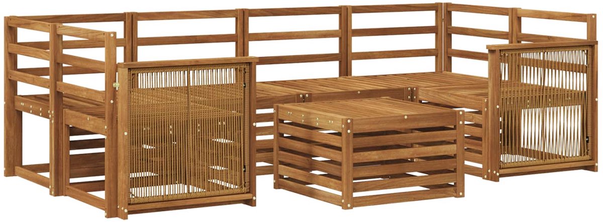 vidaXL Buiten - bank - set - 7 - st - 6-zits - Naturel - Massief - Acacia - Hout