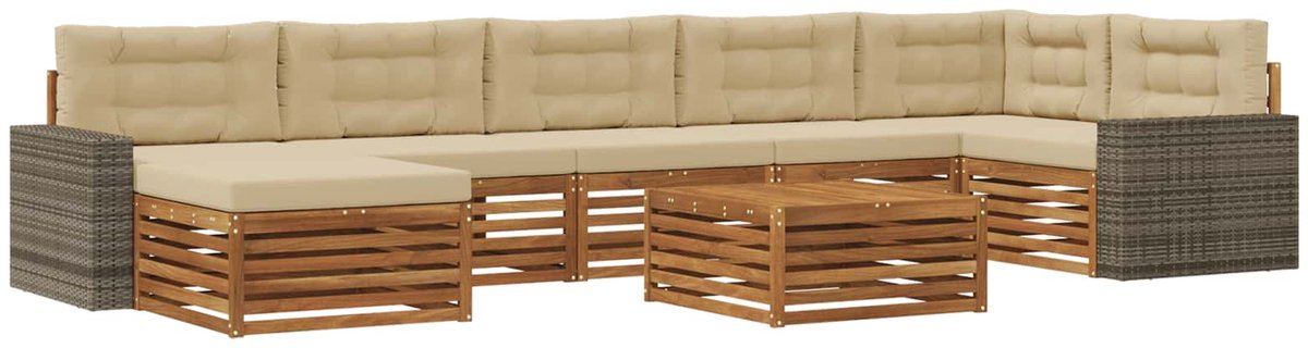 vidaXL Buiten - bank - set - 8 - st - 7-zits - Natuurlijk - en - Beige Natuurlijk en Beige