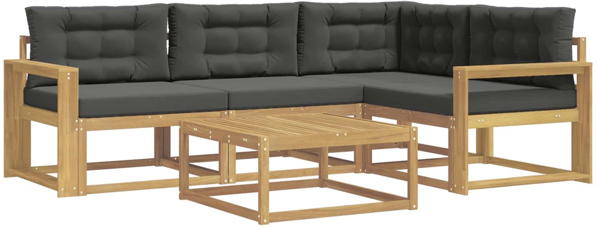vidaXL Buiten - bank - set - 5 - st - Wit - en - antracietkleurig - Polyester Wit en antracietkleurig