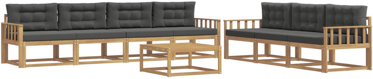 vidaXL Buiten - bank - set - 7 - st - 7-zits - Wit - en - antracietkleurig Wit en antracietkleurig
