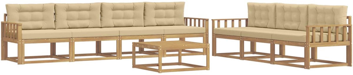vidaXL Buiten - bank - set - 7 - st - 7-zits - Wit - en - Beige Wit en Beige