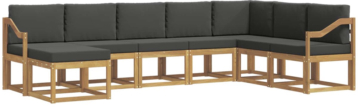 vidaXL Buiten - bank - set - 8 - st - 8-zits - Wit - en - antracietkleurig Wit en antracietkleurig