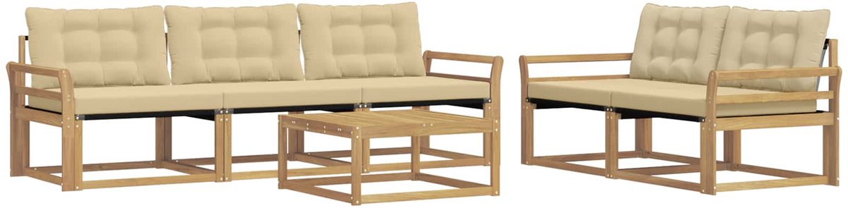 vidaXL Buiten - bank - set - 6 - st - Wit - en - Beige Wit en beige