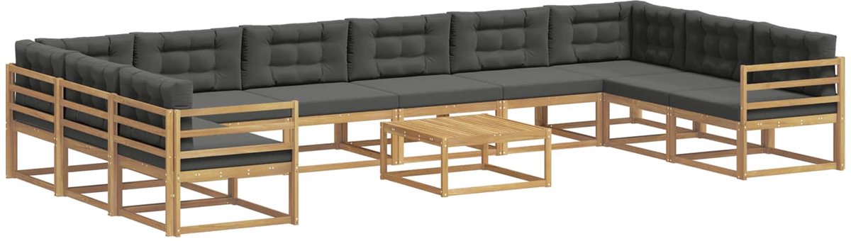 vidaXL Buiten - bank - set - 11 - st - 10-zits - Wit - en - antracietkleurig Wit en antracietkleurig