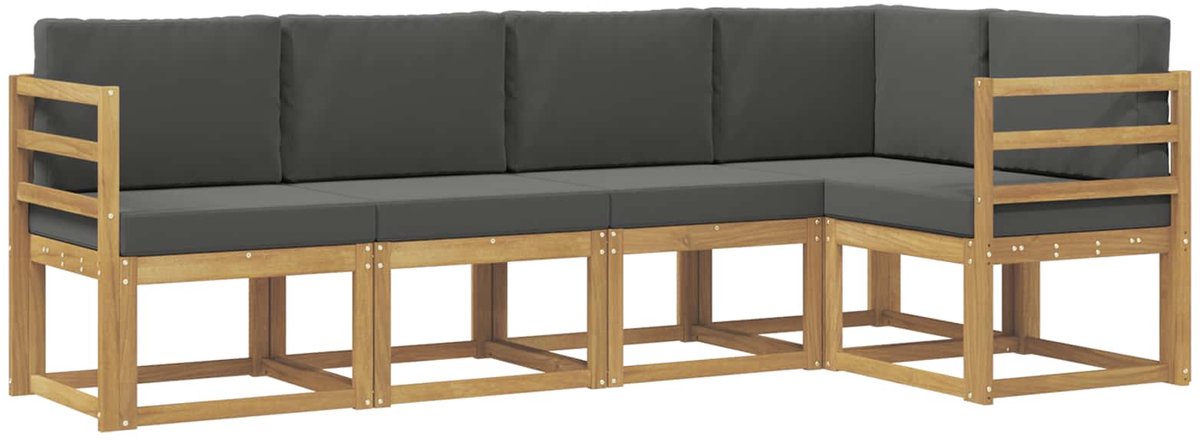 vidaXL Buiten - bank - set - 5 - st - 5-zits - Wit - en - antracietkleurig Wit en antracietkleurig