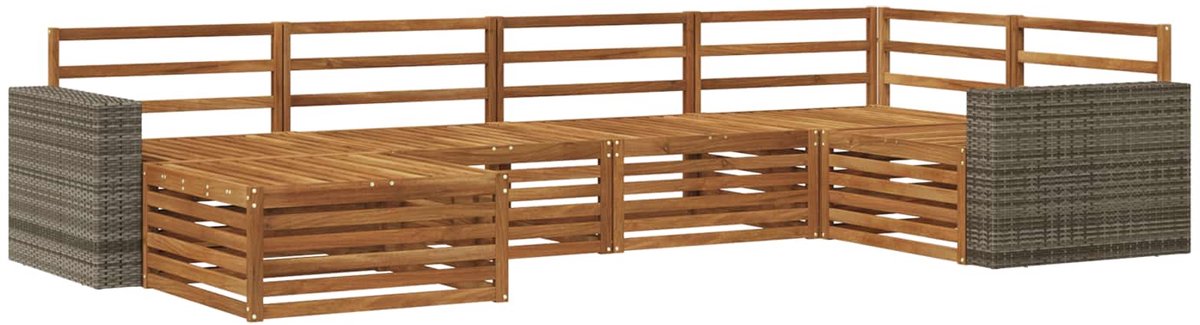 vidaXL Buiten - bank - set - 6 - st - 6-zits - Naturel - Massief - Acacia - Hout