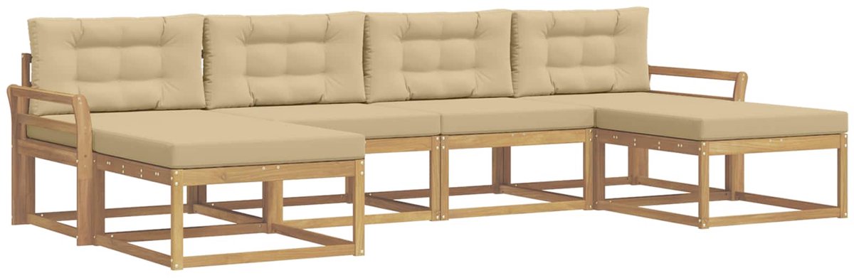 vidaXL Buiten - bank - set - 6 - st - Wit - en - Beige Wit en beige