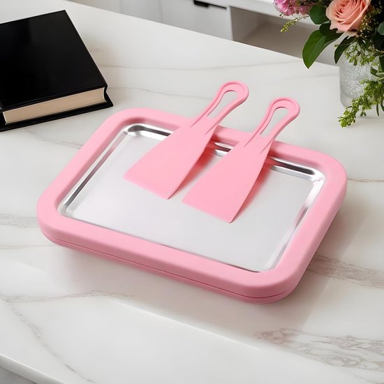 Gerolde ijsmachine - Dessertmaker Vriezer - Desserts Maken - Dubbele Schraper - 10 Min Vriestijd - Roze van Merkloos — afbeelding 2