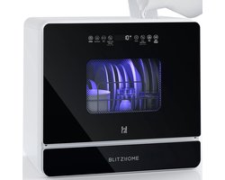 BLITZHOME Mini Vaatwasser – Draagbare Tafelvaatwasser met Touchbediening, 9 Programma's, 5,2L Tank, Droogfunctie, Startvertraging