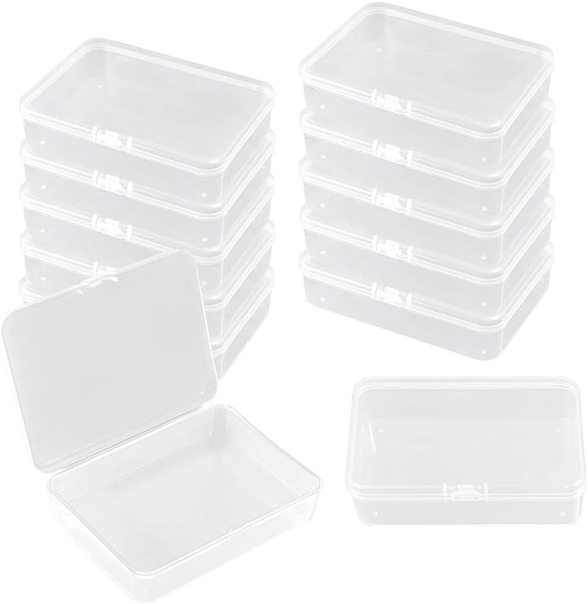 OLOEY 12-delige transparante plastic organizer–Transparante plastic doosjes met deksel–Opbergdoosjes–Kleine transparante opbergbakjes–Voor sieraden-kralen en kleine voorwerpen(10.5x7.5x2.5cm)