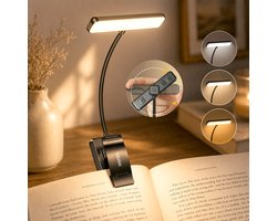 Sounix LED Leeslampje voor Boek met Klem - 315° draaibaar Leeslamp - 24 LED - Boeklampje met 3 Lichtstanden - Oplaadbare boeklamp USB - Dimbaar - Zwart