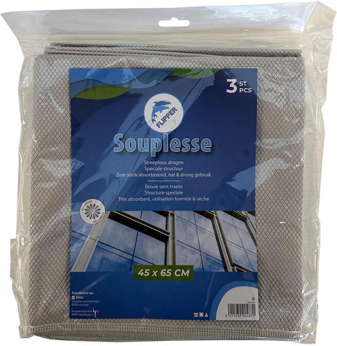 Flipper Souplesse Microvezeldoeken - 45x65 cm - 3 Stuks - Grijs