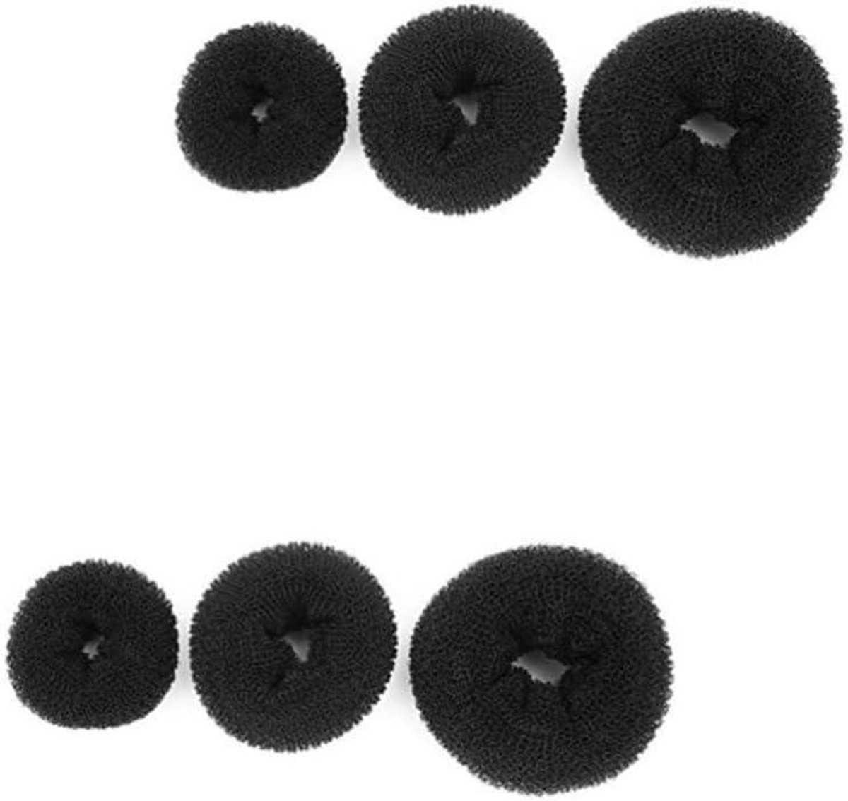 Haar Bun Maker - Haar Donut Knotmaker - Kapsels Maken - 3 Verschillende Maten - 8.8 cm - Zwart