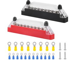 2 stuks 12V-48V DC Manifold Blok, 150A BusBar Box met M8 en M6 Terminal Bouten, Verdeelblok voor Voertuigen, Boot en Bus