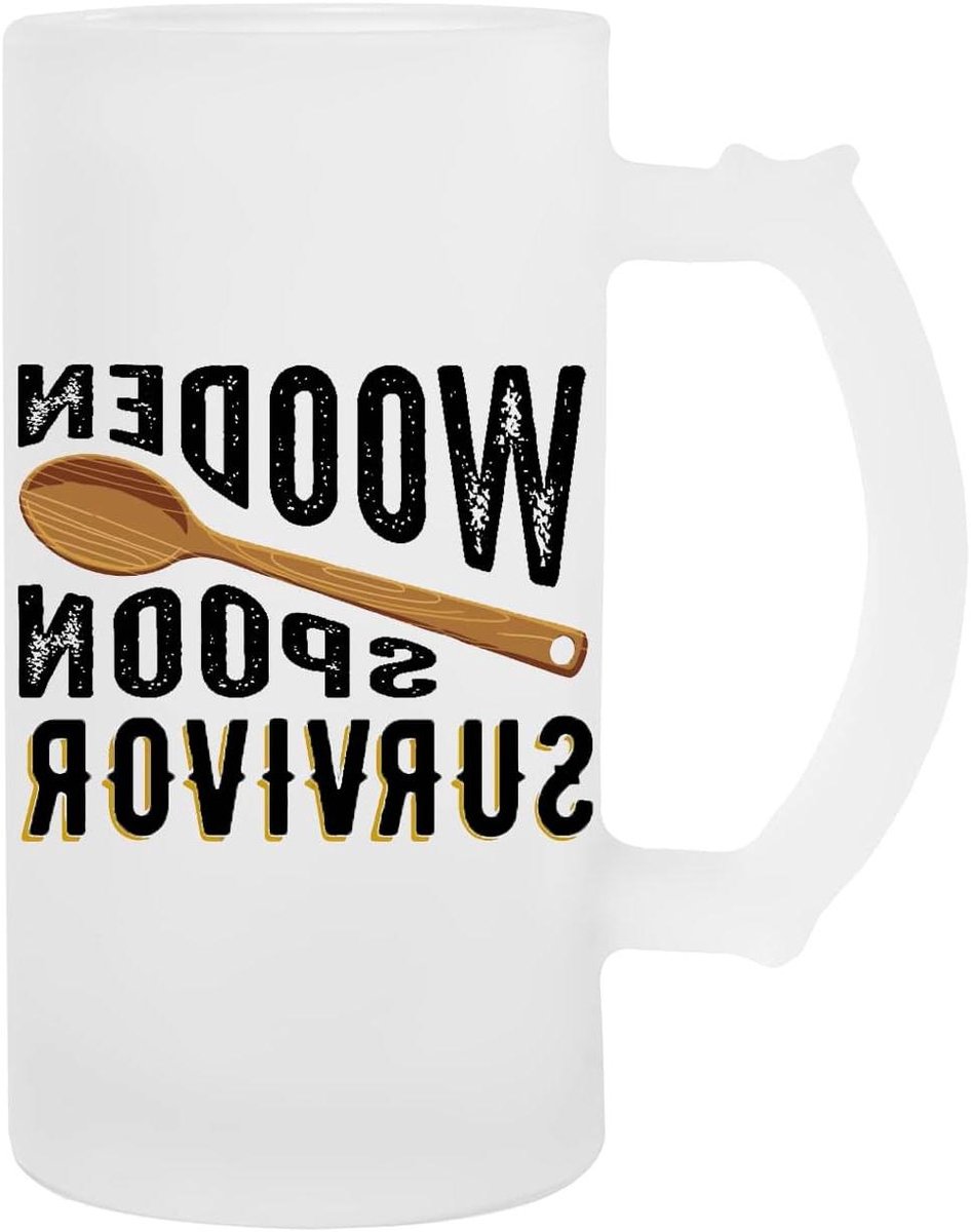 Glazen Bierpul - Bierglas Mok - Bier Drinken - Stijlvol Bedrukt - 400 ml - Wit