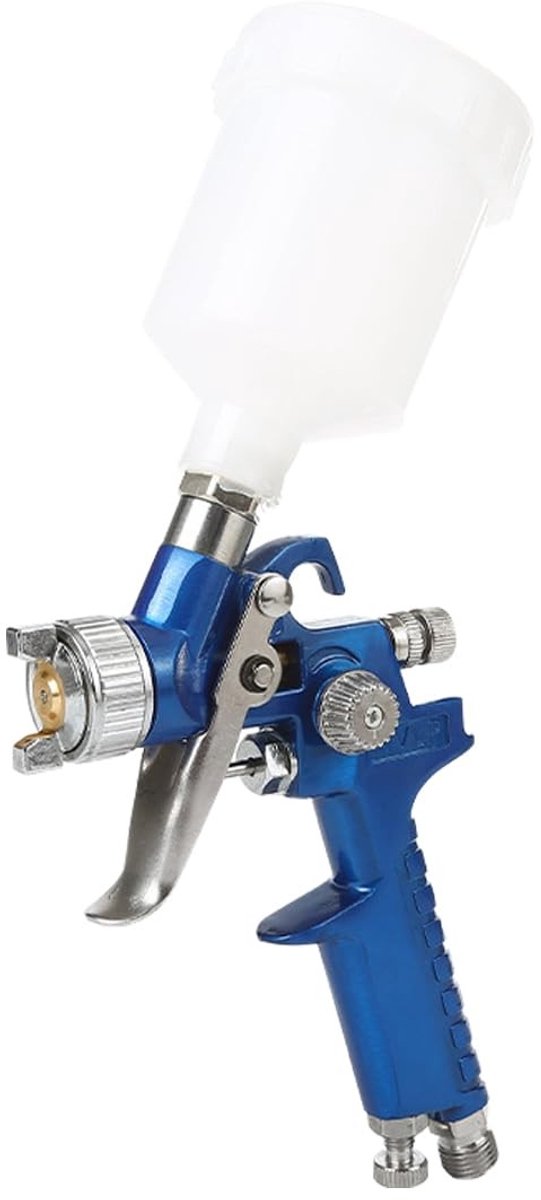 SPHProducts - Verfspuitpistool - Mini-handspuitpistool - Zwaartekracht - Blauw - Verfspuitapparaat - Voor auto meubels omheining - 1,0 mm