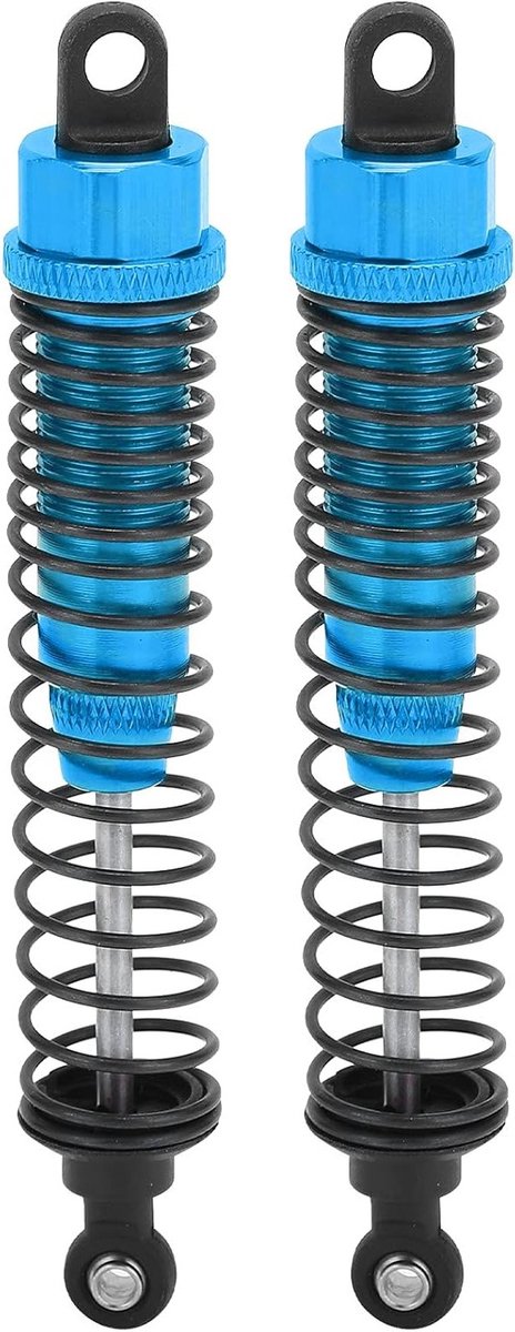 2 Stuks 110mm RC Schokdempers van Sterk Metaal met Verstelbare Veer voor Modelauto's zoals Traxxas Slash 2WD - Blauw