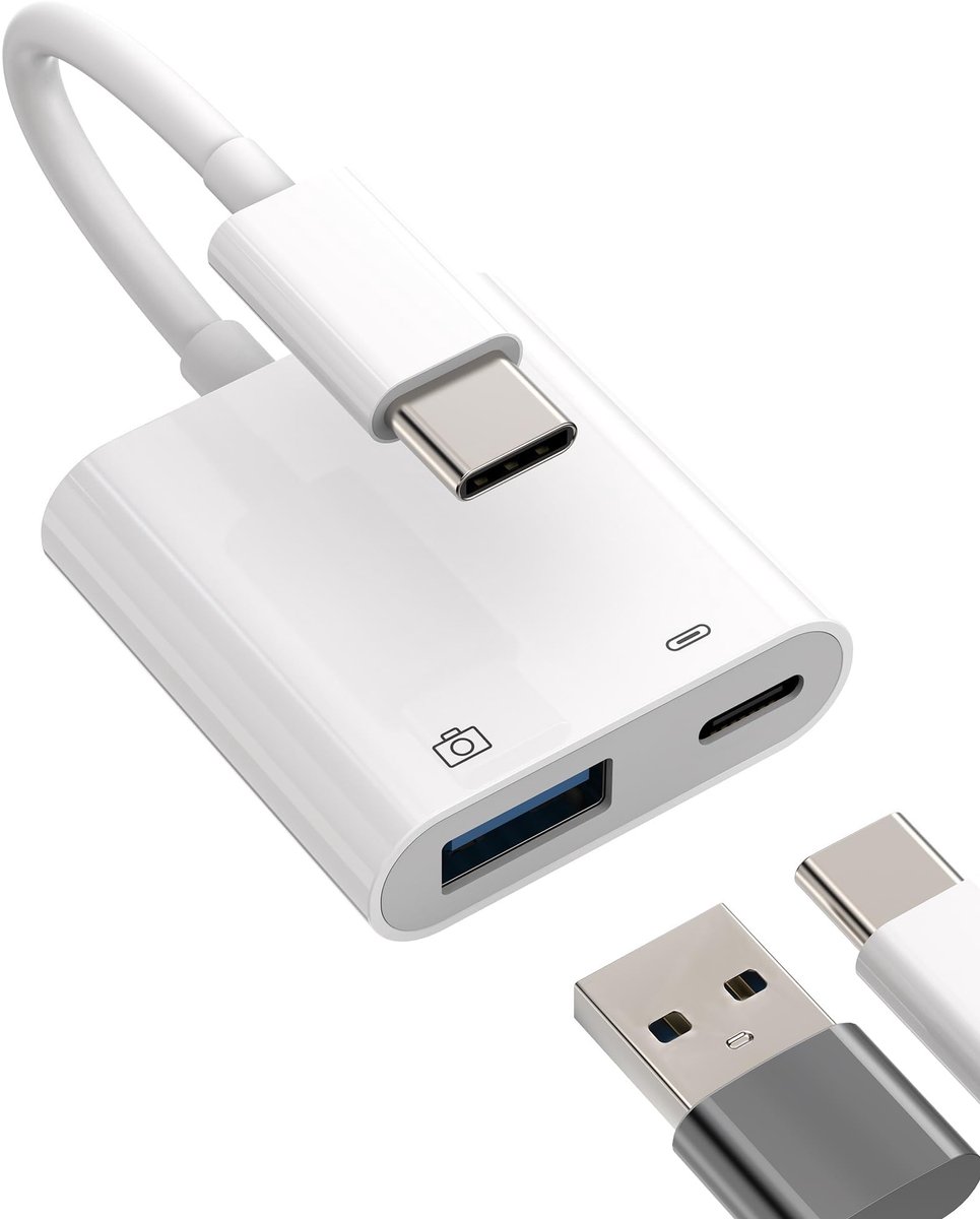 aladdien - USB C naar USB 3.0 Adapter - 2-in-1 - Snelle Oplading - Handig formaat - Gegevensoverdracht - Geschikt voor smartphone en tablet - Zwart