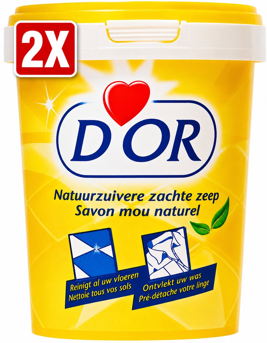 2 x D'Or - Natuurzuivere Zachte Zeep - Vast Zeepmiddel - Voor Vloeren en Was - 1 kg