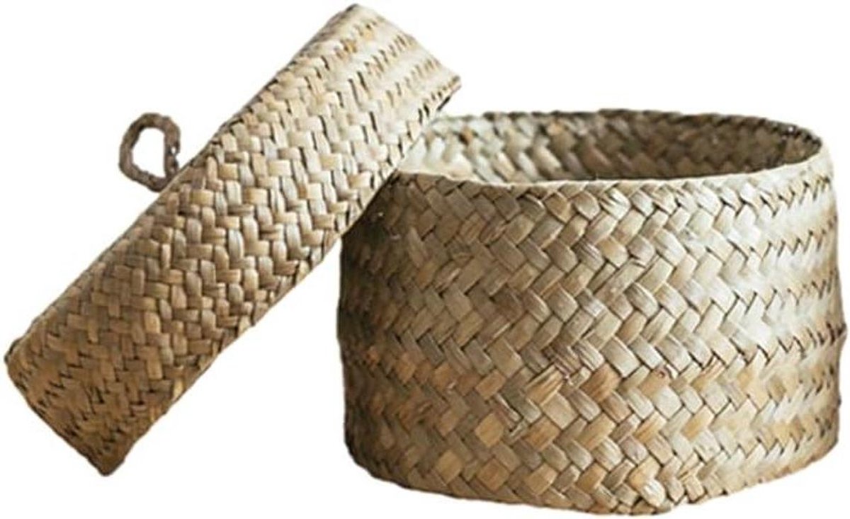 Opbergmand Set - Papieren manden - Thuis Organiseren - Met Deksel - 12.5 x 8 cm - Natuurlijk