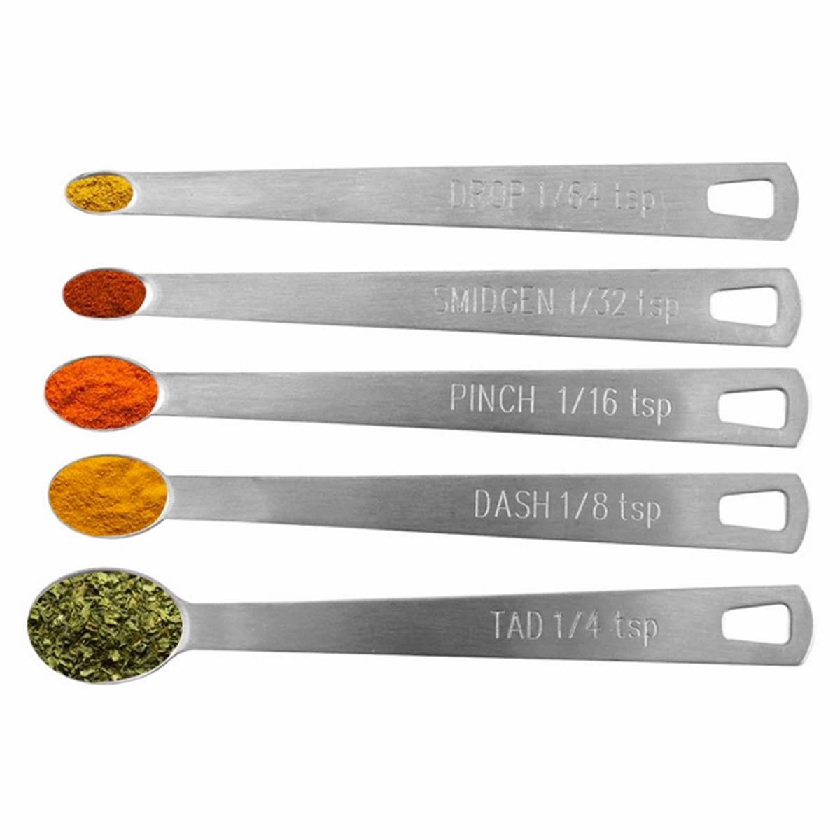 aladdien - Mini Maatlepels - Rvs Keukenaccessoires - 5 Stuks - Nauwkeurige Kruiden Metingen - Voor Koken en Bakken - Geschikt Voor Poeders en Vloeis...