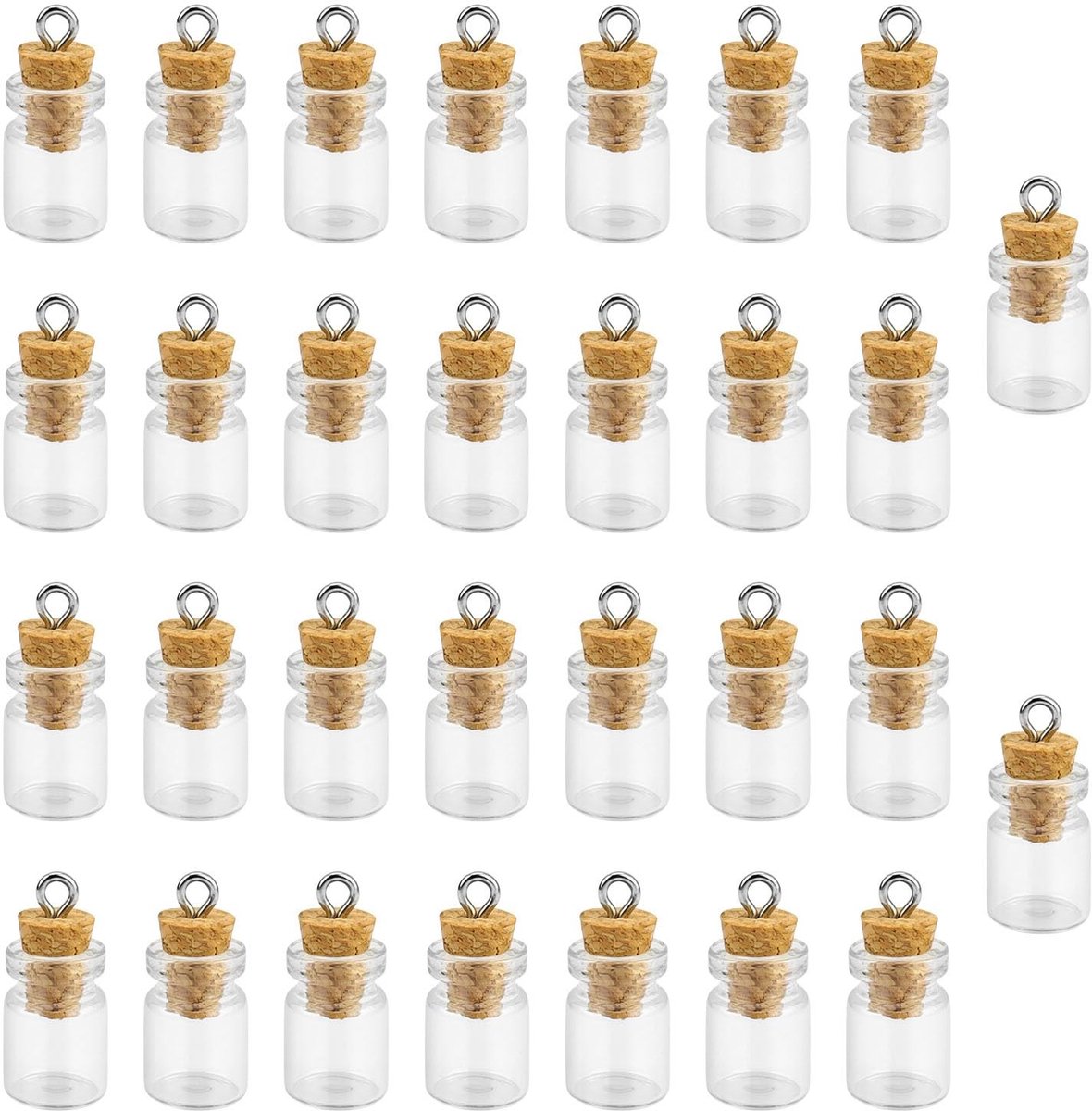 aladdien - Mini-glazen fles - 30 stuks - Perfect voor wensen en berichten - Transparant - Glazen fles voor decoraties - Geschikt voor bruiloften en ...