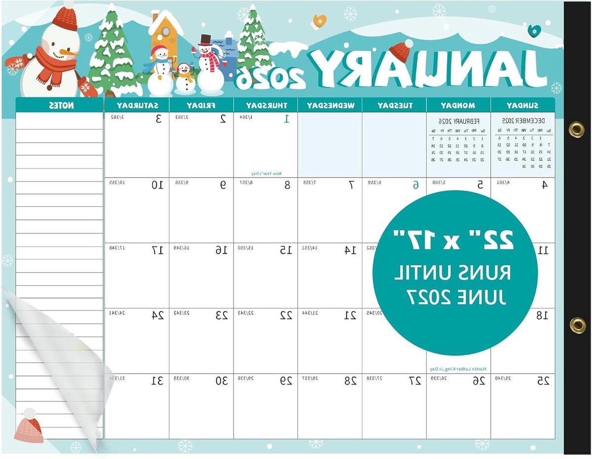 Bureaukalender Planner - Bureauonderlegger Kalender - Academische Planning - Waterdichte Hoes - 22 x 17 Inch - Multicolor