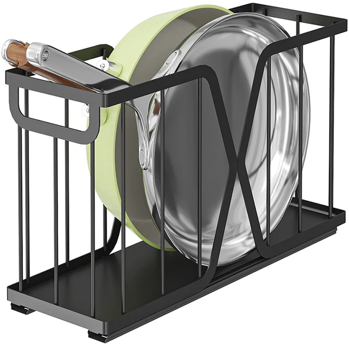 JAQZY Kast Organizer - Keuken Organizers - 2 Stuks - Uittrekbaar Schuifladesysteem - Opbergruimte - Overzicht - Carbon Staal