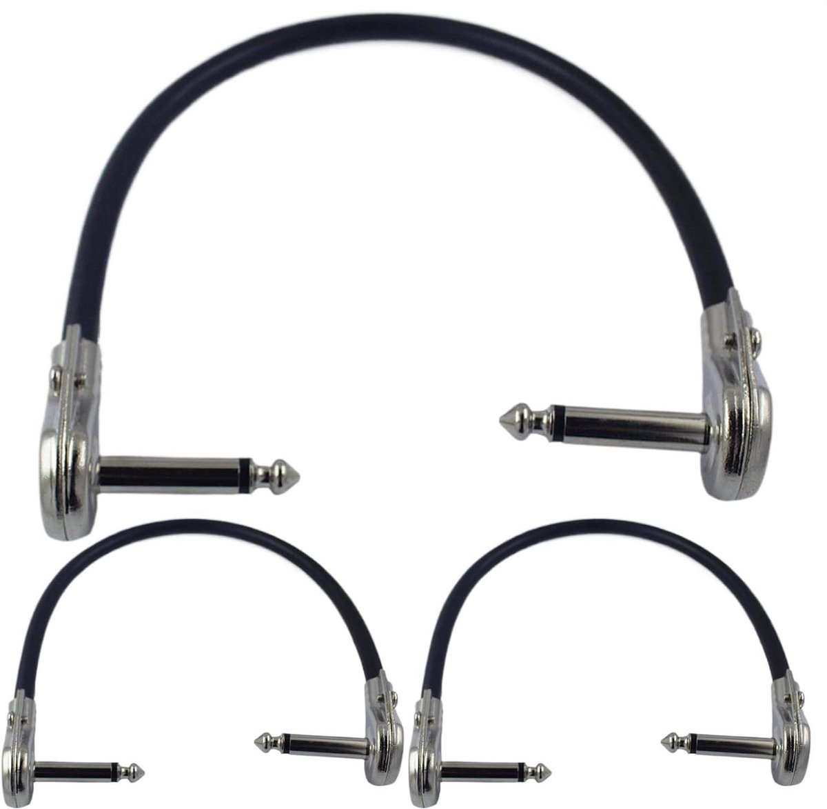 Gitaar Patch Kabels - Effectpedaal Connectoren - Muziek Maken - Haakse Stekkers - 16 cm - Zwart