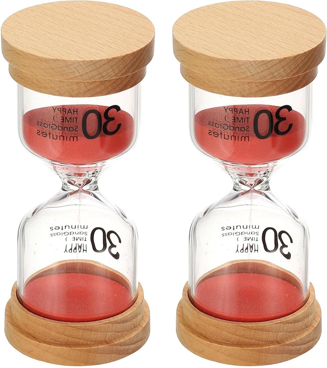 Zandtimer 30 Minuten - Zandloper Keuken - Tijd Beheren - Duurzaam Hout Glas - 44 x 98 cm - Rood