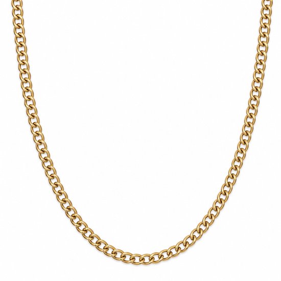 Goudkleurige Cubaanse schakelketting van 3mm breed, 60cm lang, met stevige schakels.