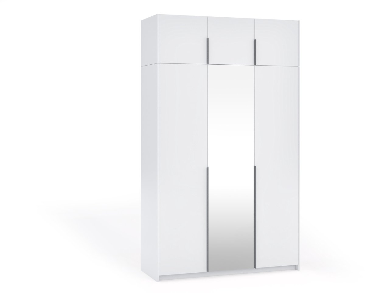Margaret Hadas24 Kledingkast Apollonia I met Spiegel 150 x 250 cm (wit, zwarte handgrepen)