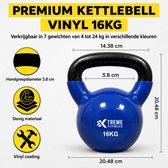 Xtreme Fitness Kettlebell Vinyl 16kg - Vinyl Kettlebell voor Krachttraining - Ergonomische & Brede Handgreep - Gewichten - Geschikt voor CrossFit & Fitness - Conditietraining - Fitness gewichten