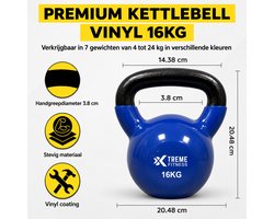 Xtreme Fitness Kettlebell Vinyl 16kg - Vinyl Kettlebell voor Krachttraining - Ergonomische & Brede Handgreep - Gewichten - Geschikt voor CrossFit & Fitness - Conditietraining - Fitness gewichten