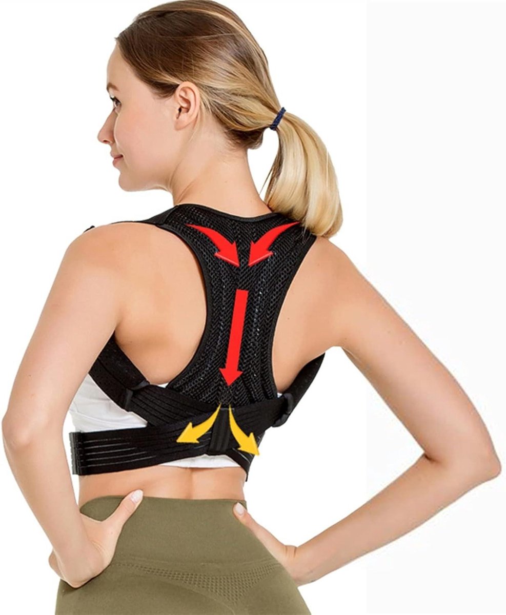 Rugcorrector - Rugband Ondersteuning - Houding Verbeteren - Verstelbaar Ontwerp - Unisex Maat - Zwart