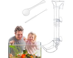 Voerbuis Aquarium - Visvoerbuis Garnalenvoer - Gericht Voeren - Voedselverspilling Minimaliseert - 28CM - Transparant