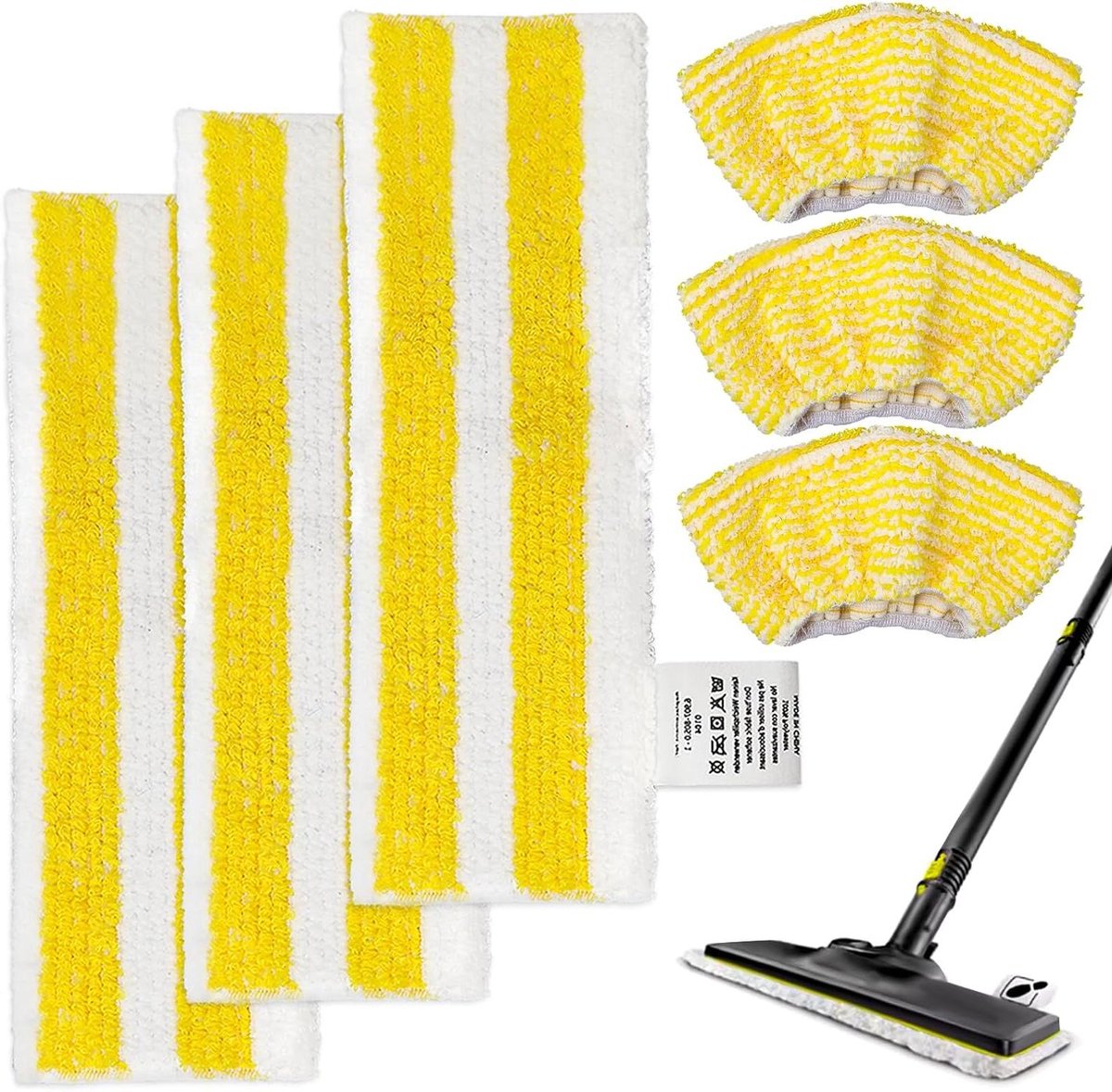 Vloerdoeken Set - Stoomreiniger Doeken - Grondig Schoonmaken - Klittenbandsluiting - 6 stuks - Wit