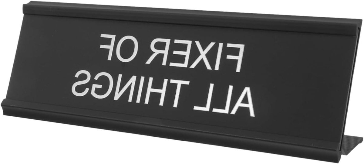 Naambord Houder - Bureau Naamplaat - Kantoor Organisatie - L-vormig Aluminium - 18 x 5.5 x 3 cm - Zwart