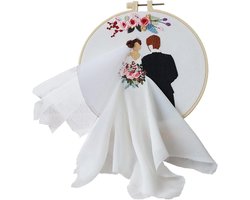 Borduurwerk Trouwset - Bruiloft Borduurpakket - Decoratie Maken - Inclusief Alle Benodigdheden - 30 cm - Niet Gespecificeerd